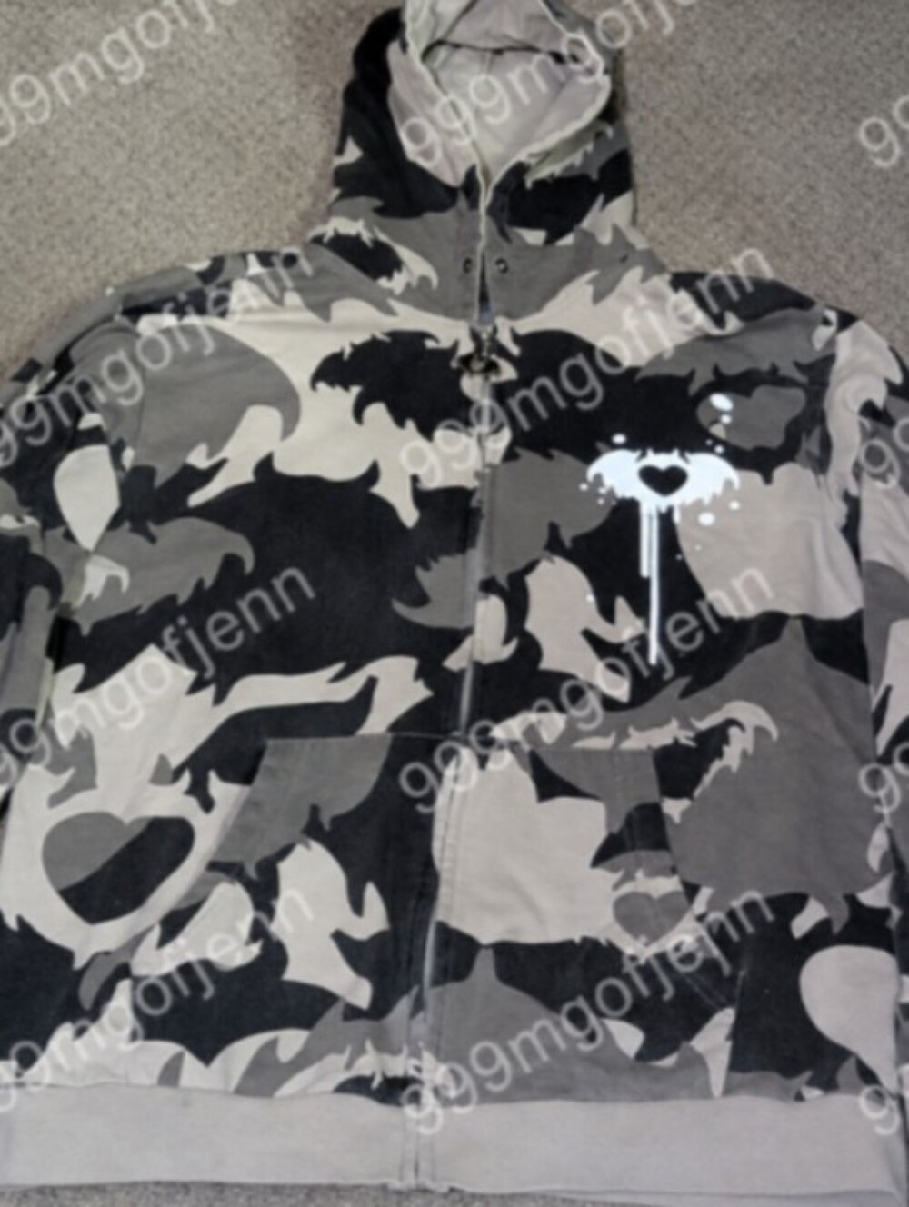 Clandestine Industries Bat Camo Black And Grey Hoodie, Large, Authentic, Rare